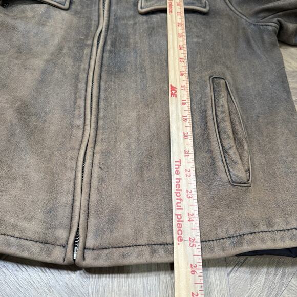 Vintage Guess Leather Bomber Jacket Distressed Suede Brown Men's Size M - Picture 10 of 10